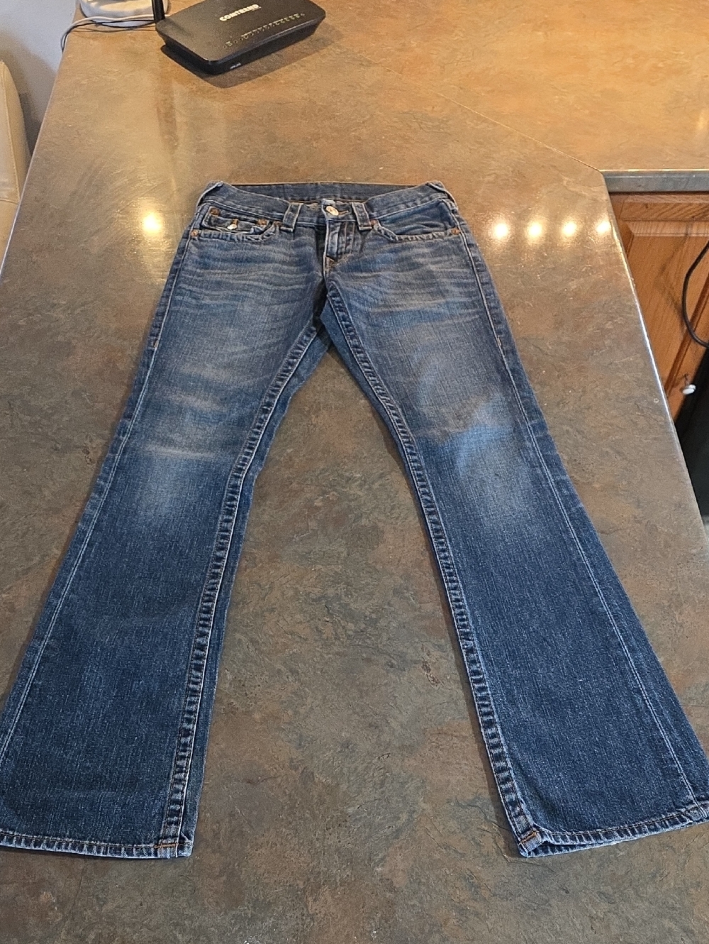 True Religion Women's Boot Cut Jeans in Faded Blue Denim